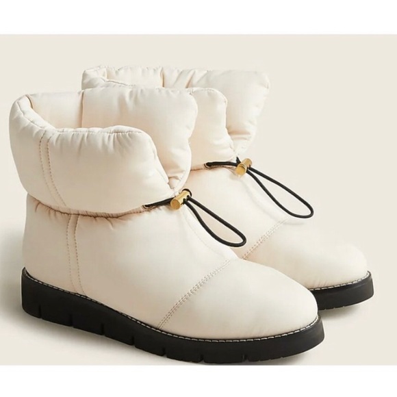 J. Crew Women's $238 Elsa Puffer Boot With Primaloft Dusty Ivory Size 8M BD325